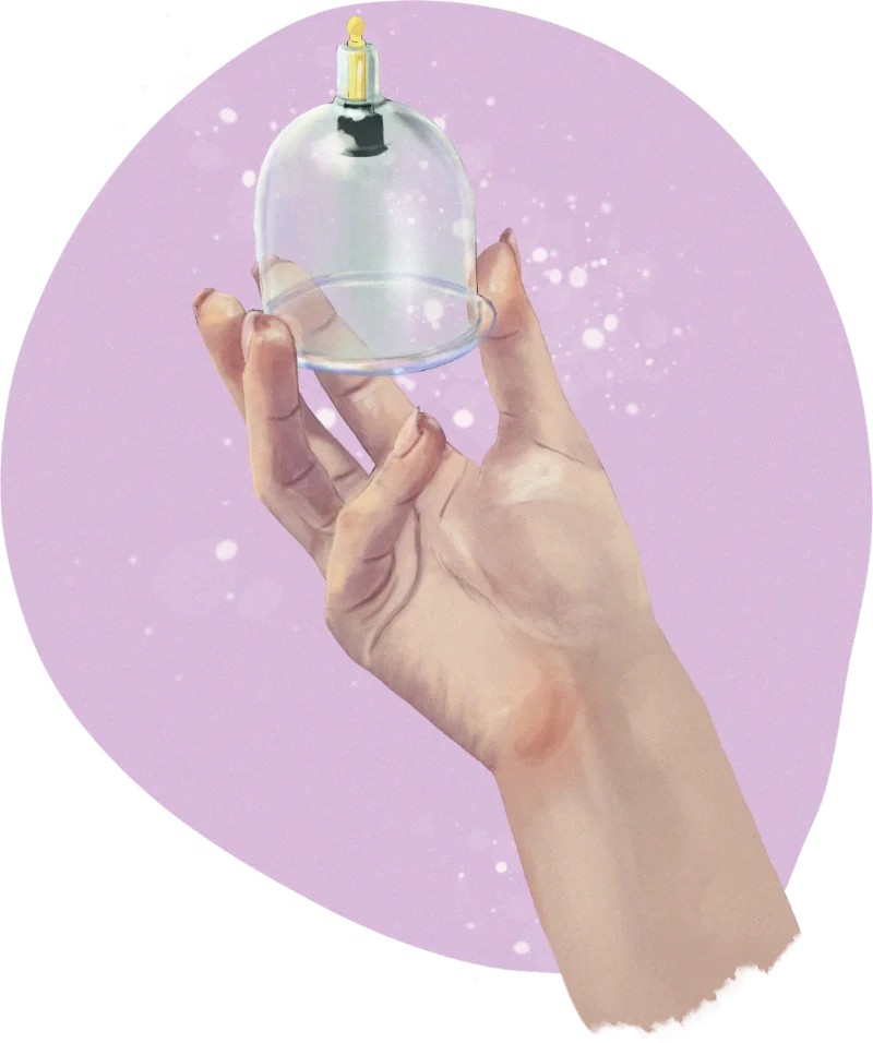 Illustration à l’aquarelle d’une main tenant une ventouse en verre